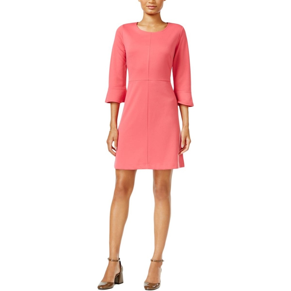Maison Jules Rouge Jewel Neck Long Sleeve Dress